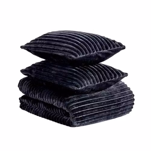 Gaveno Cavailia Ribbed Fleece Duvet Cover and Pillowcase Set, Black, W/H: 135 x 200 cm – 7