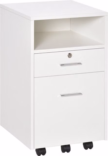 Vinsetto Lockable Mobile File Cabinet by Aosom UK, White, W: 39.5 cm, D: 40 cm, H: 60 cm