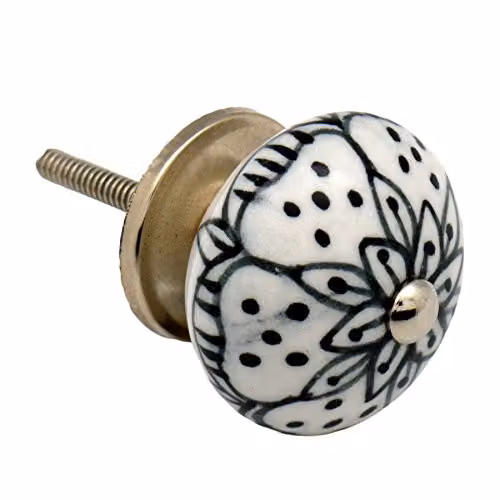Nicola Spring Ceramic Cupboard Drawer Knob in White and Black