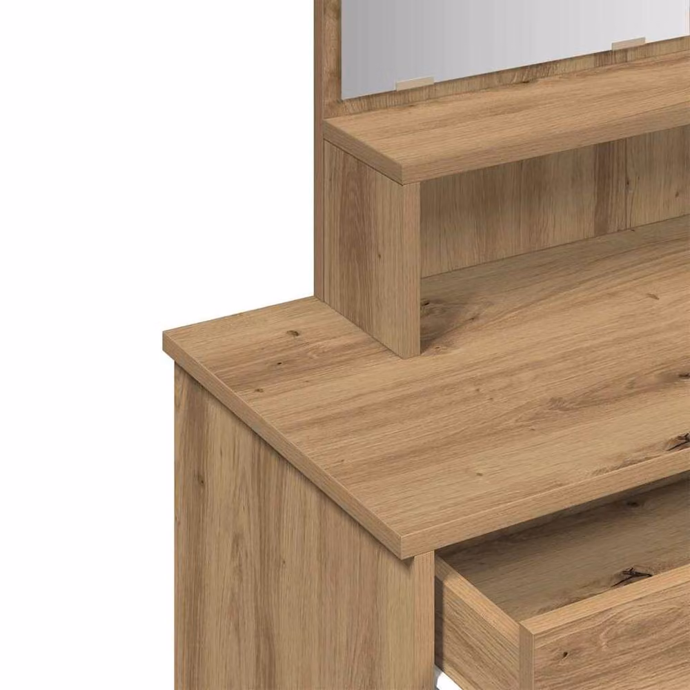 Berkfield Home Artisan Oak Dressing Table with Mirror in Brown, W: 86.5 cm, D: 35 cm, H: 136 cm – 4