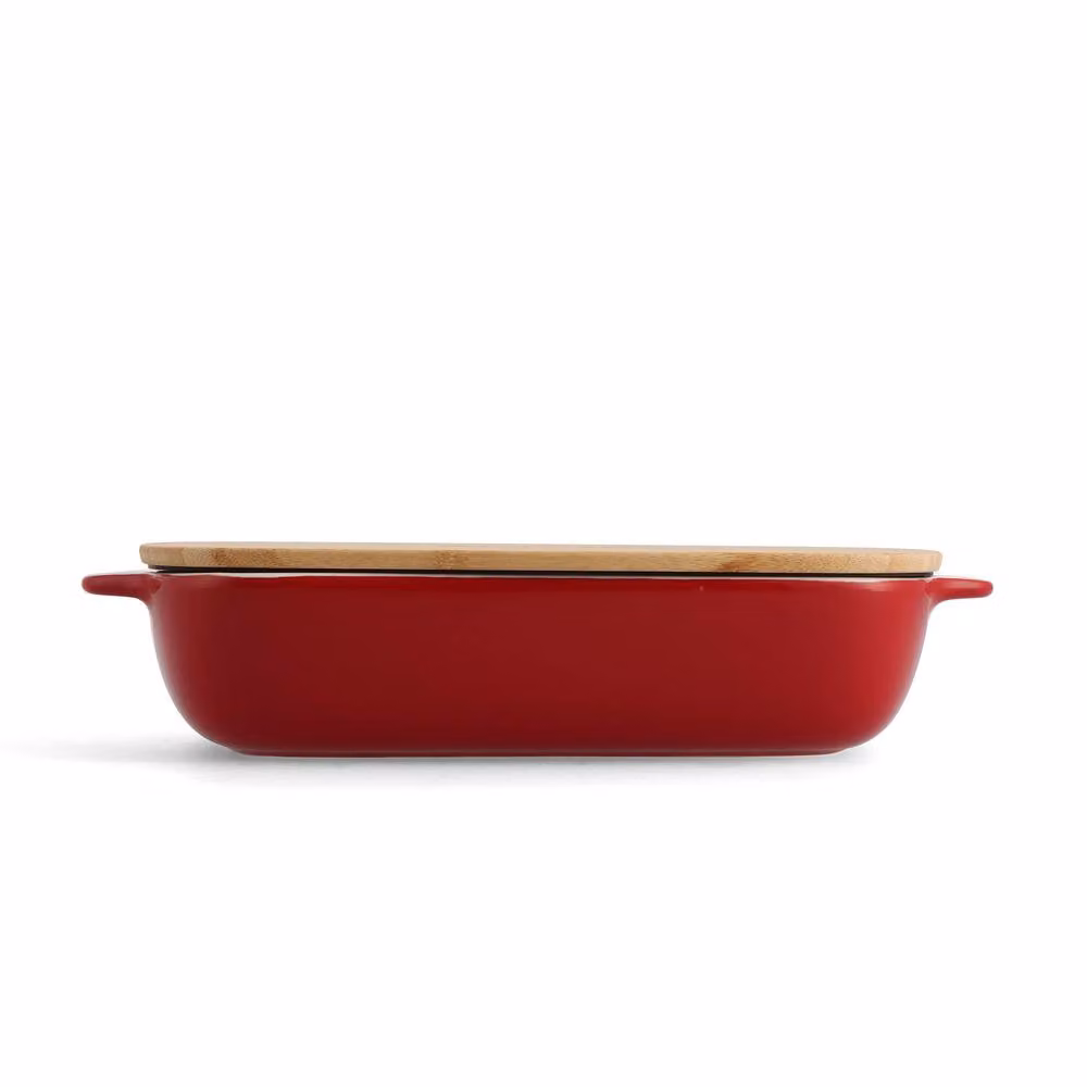 KitchenAid Red Stoneware Rectangular Casserole Dish with Lid – 3