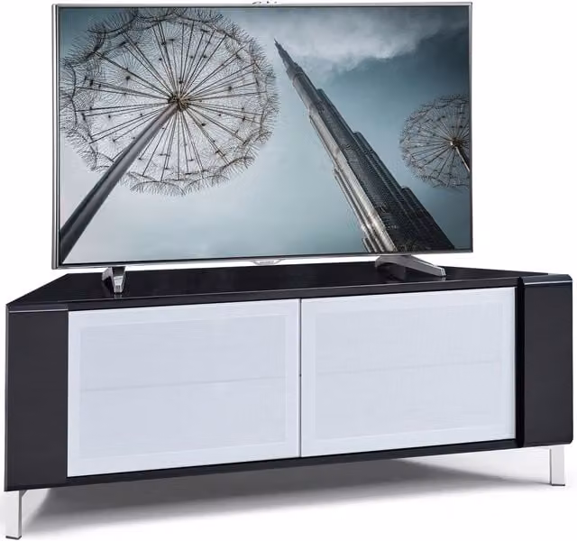 MDA Designs Corvus Modern Glossy TV Cabinet in Black and White, W: 120 cm, D: 45 cm, H: 48 cm