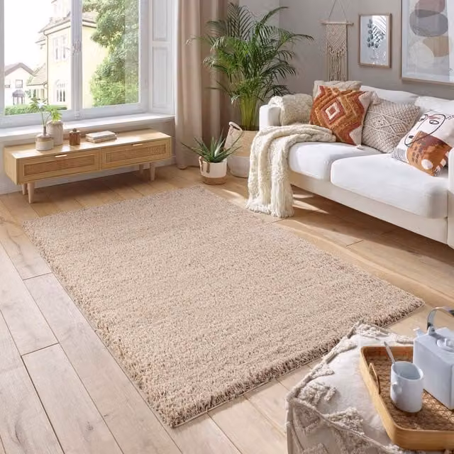 Smart Living Latte Beige Shaggy Area Rug with 5cm Pile, W/D: 200 x 290 cm – 1