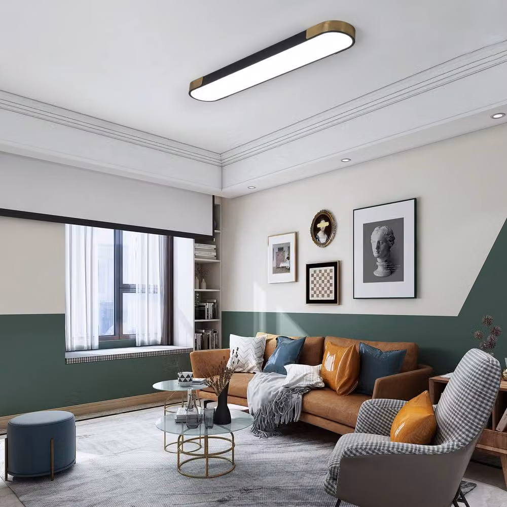 NIVOR Black LED Linear Dimmable Flush Mount Ceiling Light with Remote Control, 100 cm – 5