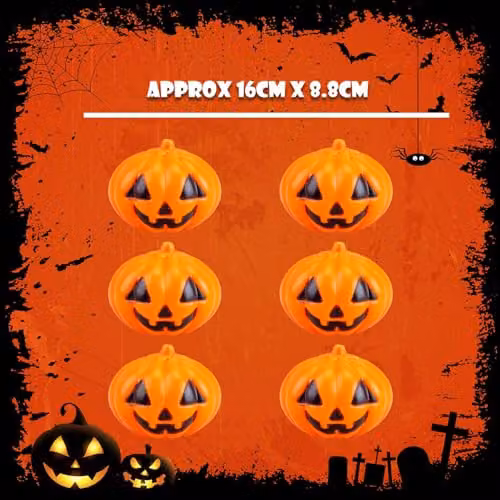 VFM e-Store Orange Pumpkin Halloween Party Decorations, Set of Six Plastic Pumpkins – 3