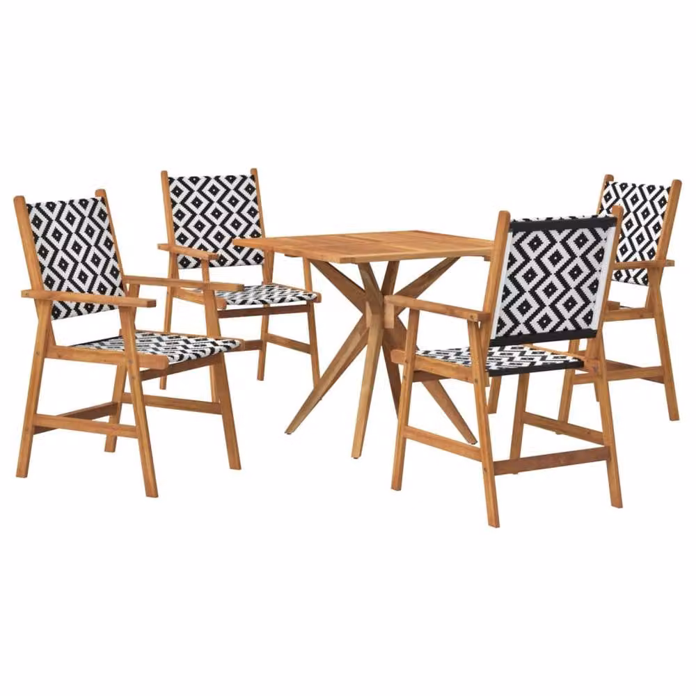 Berkfield Home 5 Piece Rustic Acacia Wood Garden Dining Set in Brown – 2