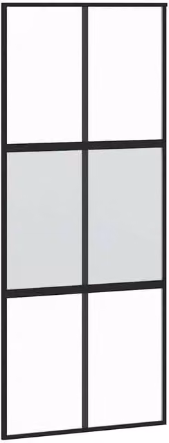 Berkfield Home Modern Sliding Door in Black with Transparent Tempered Glass and Aluminium, W: 90 cm, H: 205 cm