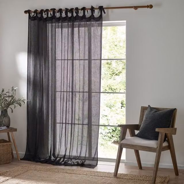 Yard Nimbus Sheer Black Fabric Curtain Panel – 1