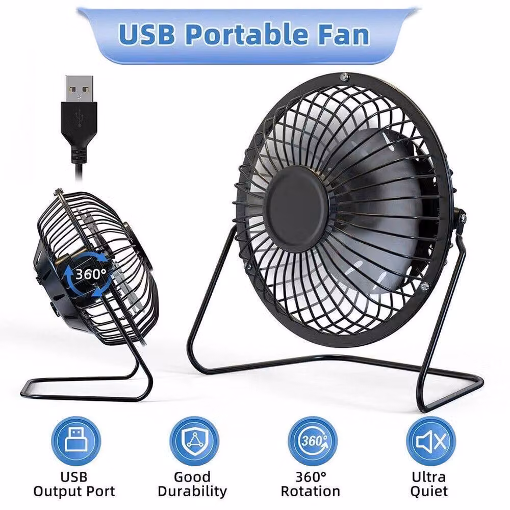 SPETLEK Solar Powered USB Rechargeable Portable Desk Fan in Black – 5