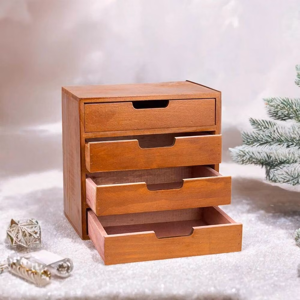 FORGEVIO 4 Drawer Wood Storage Tower Unit in Antique Brown – 2