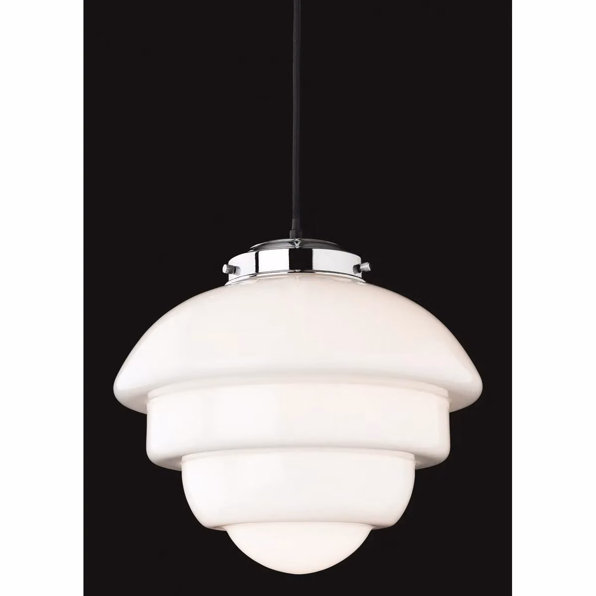 Netlighting Art 1 Light Ceiling Pendant in Chrome and Grey with Opal White Glass and E27 Socket – 2