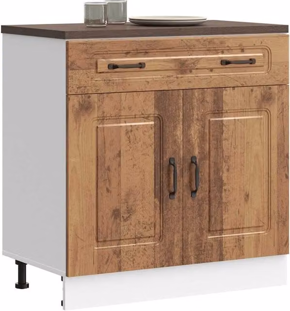 Berkfield Home Kalmar Kitchen Base Cabinet in Brown Old Wood Finish – 1