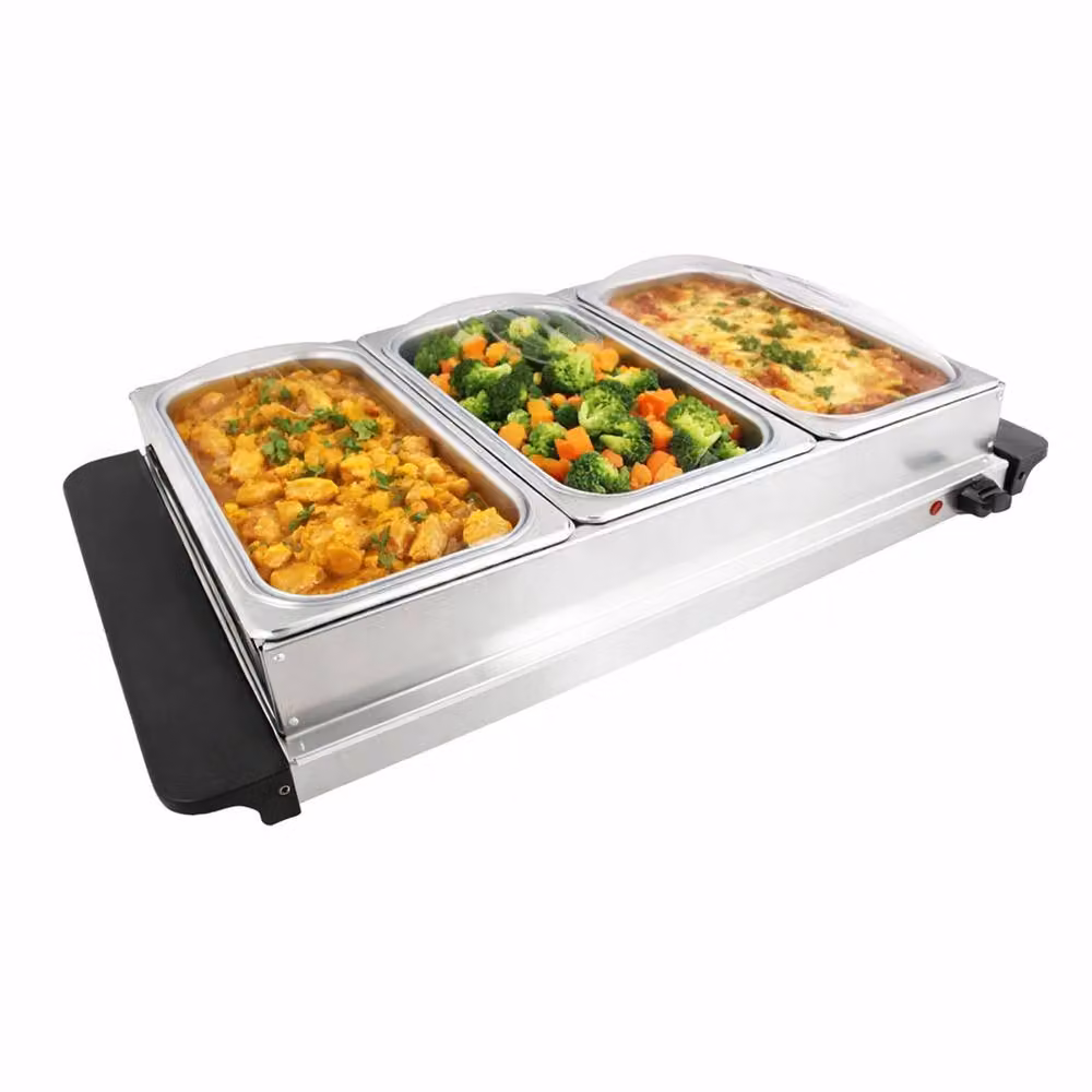 Dragodirect Electric Buffet Server and Warming Plate in Metallic Silver – 2