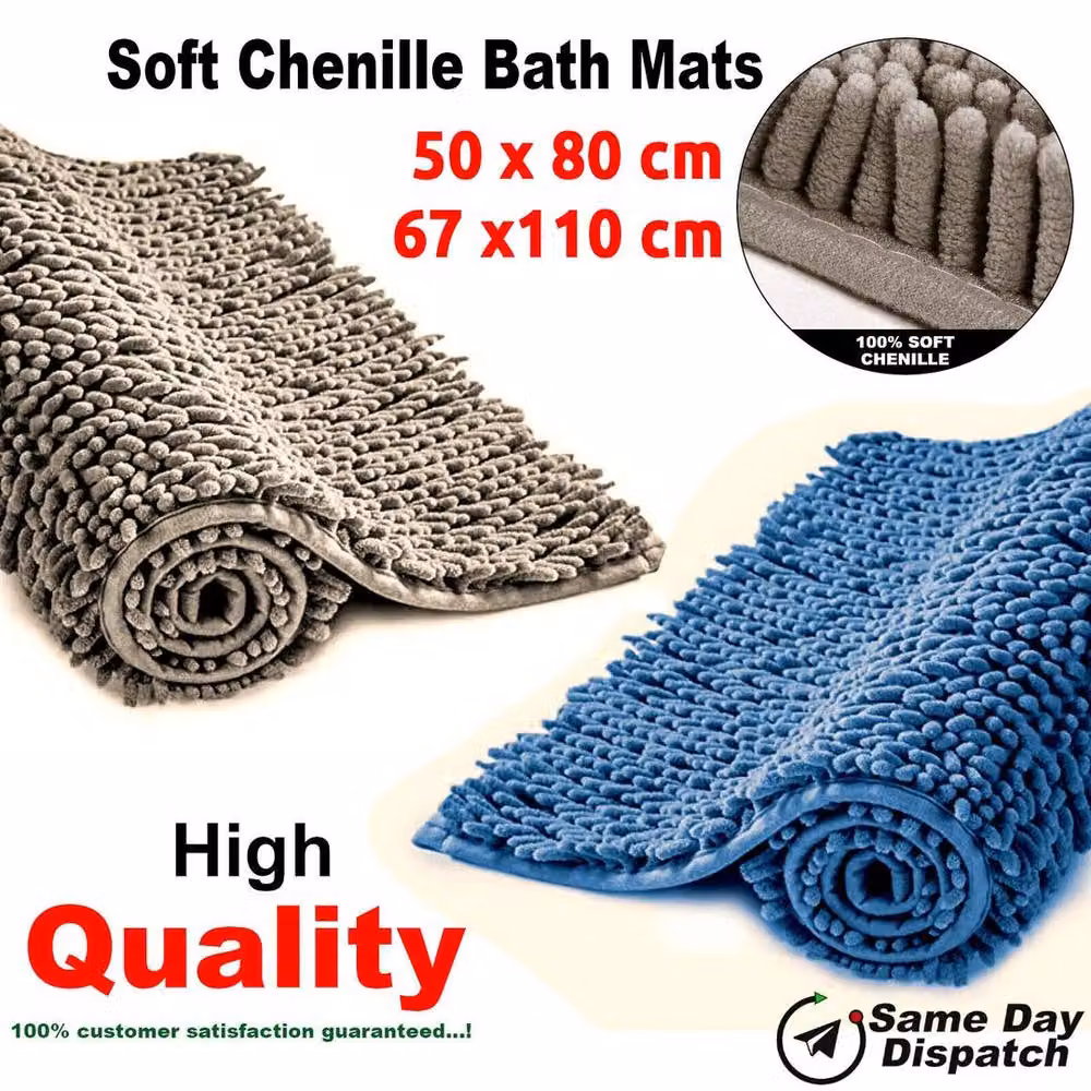 NESTLUNE Grey Non-Slip Absorbent Bath Shower Mat, W: 50 cm, D: 80 cm – 2
