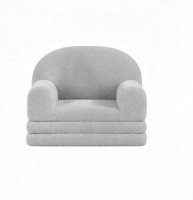 VOGREX 2 in 1 Toddler Chair Bed in Grey with Soft Sherpa Fabric