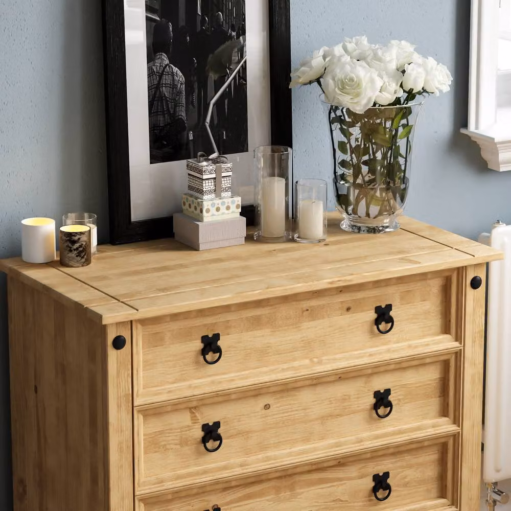 HD Designs Corona Rustic 5 Drawer Chest in Brown Solid Wood – 2