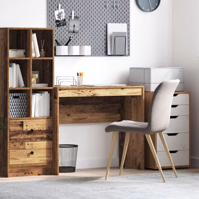 Berkfield Home Writing Desk in Brown, W/D/H: 90 x 40 x 76 cm