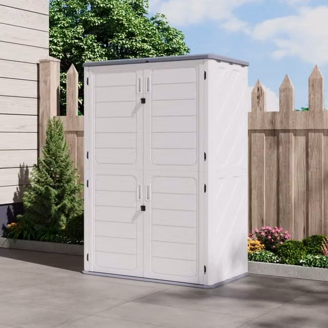 Lifeideas Plastic Tool Box with Flip-Top Lid in White and Grey, 190 cm