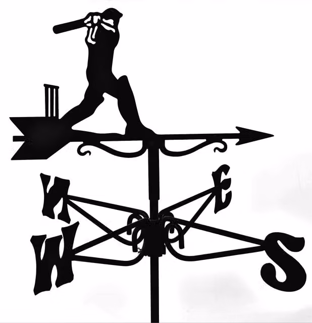 Espira Cricketer Mini Weathervane in Black Metal