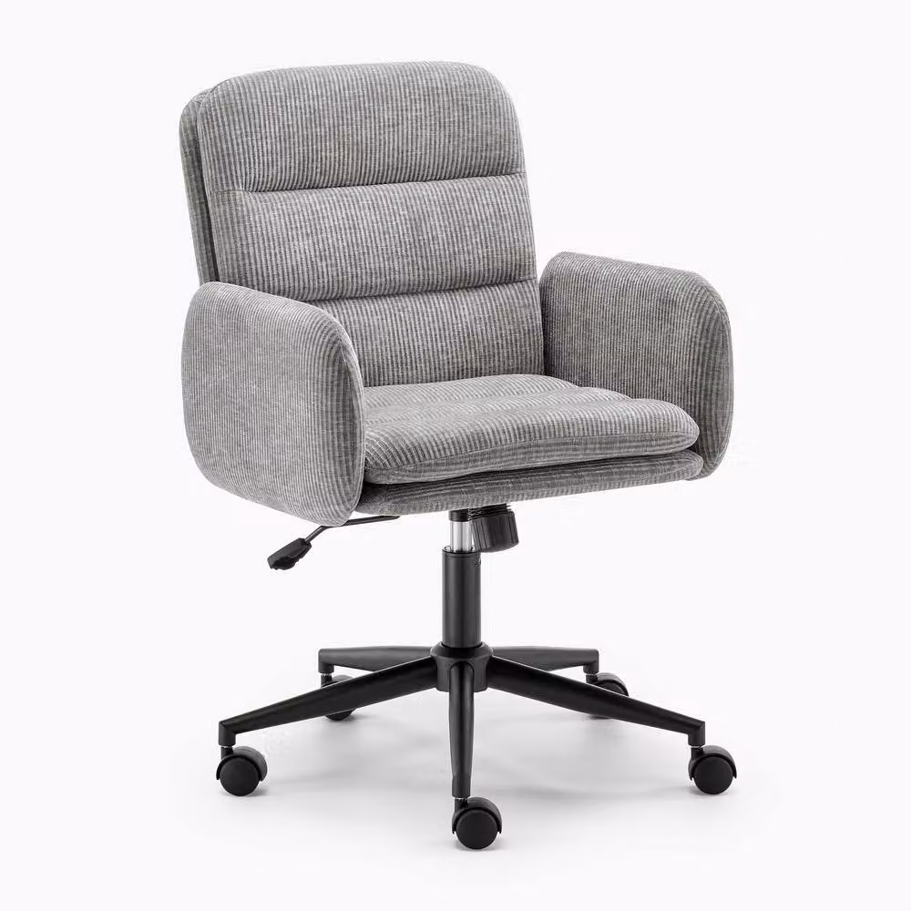 FurnitureboxUK Diora Grey Jumbo Corduroy Swivel Task Office Chair – 2