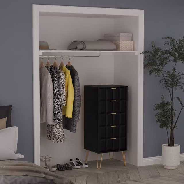 2 U Metro 5 Drawer Tallboy in True Black and Gold