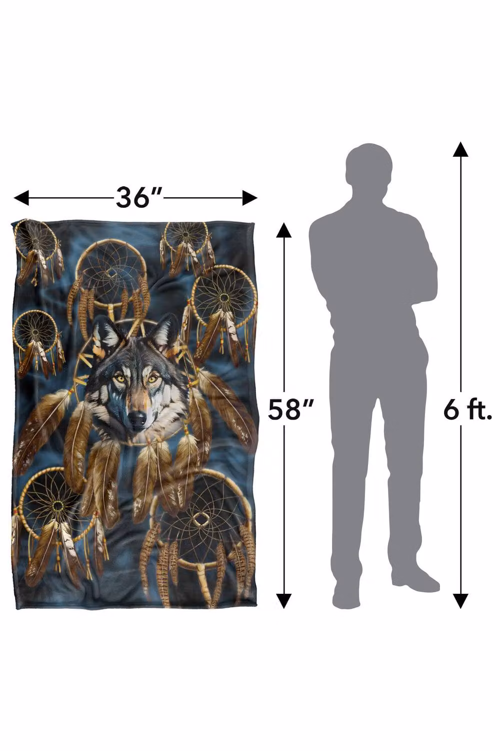JQ Licensing Dreamcatcher Wolf Silky Touch Super Soft Fleece Throw Blanket, Multicolour, W: 91 cm, D: 147 cm – 7