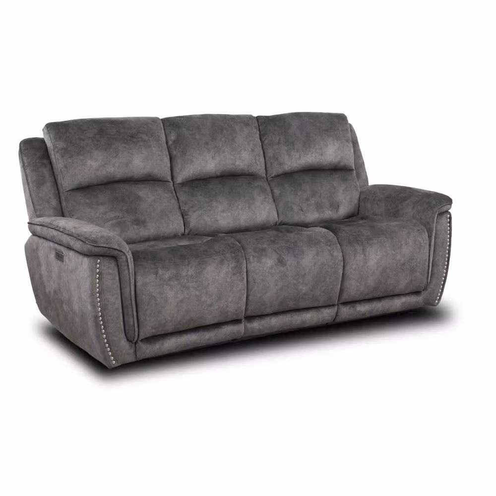 Furnishings For Less UK Mendoza Grey Plush Velvet 3 Piece Electric Reclining Sofa Suite with USB Charging – 4