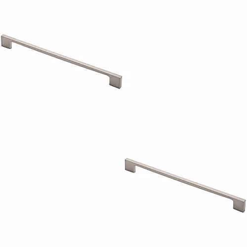 Loops 2 Pack Slim D-Shape Pull Handles in Brushed Silver, W: 290 mm, D: 9 mm, Fixing Centres: 256 mm