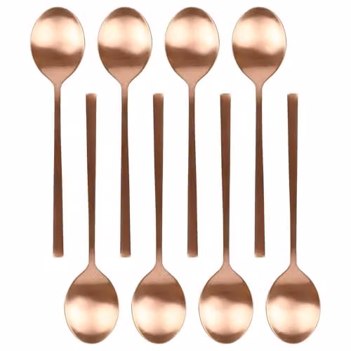 Argon Tableware Set of 8 Stainless Steel Dessert Spoons in Copper Finish