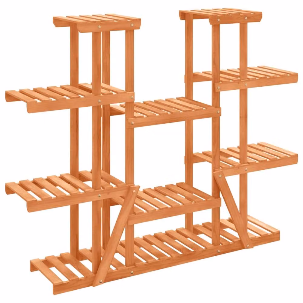 Berkfield Home Elegant Flower Stand, Brown Solid Wood Fir Planter, W/D/H: 25 x 110 x 110.5 cm – 3
