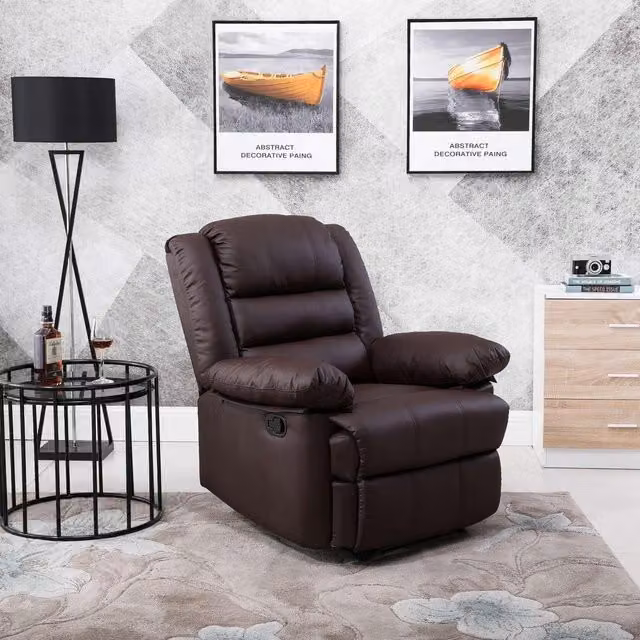 LUXURY LIFE Loxley Brown Leather Recliner Armchair – 1