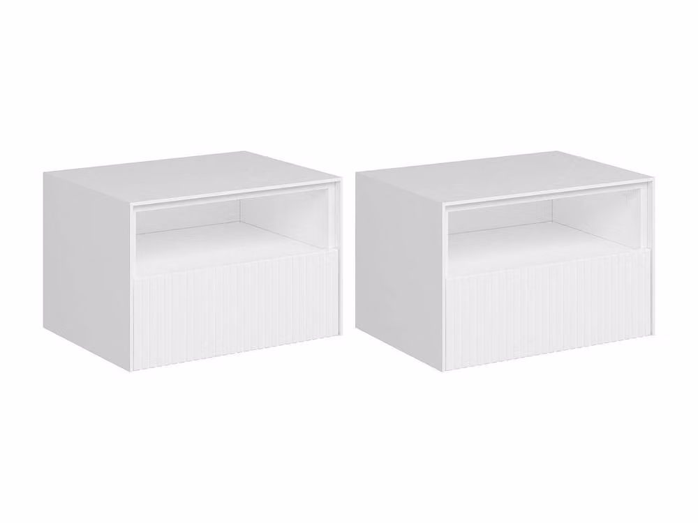 Vente-unique CALDRIN Set of 2 White MDF Floating Bedside Tables W/D/H: 40 x 15 x 35 cm – 2