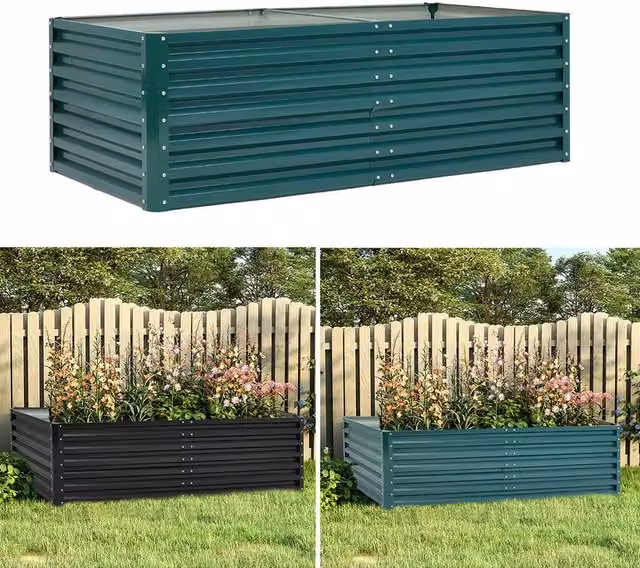 Living and Home Metal Raised Garden Bed in Black, W/D/H: 90 x 57 x 90 cm – 1