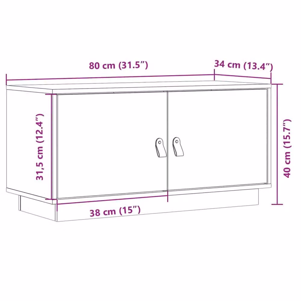 Berkfield Home TV Cabinet in Honey Brown Solid Pine Wood, W/D/H: 80 x 34 x 40 cm – 5