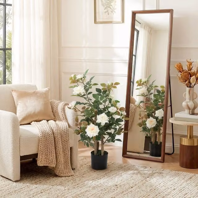 HOMCOM White Artificial Rose Tree with 344 Silk Leaves and 17 Flowers, Height: 90 cm