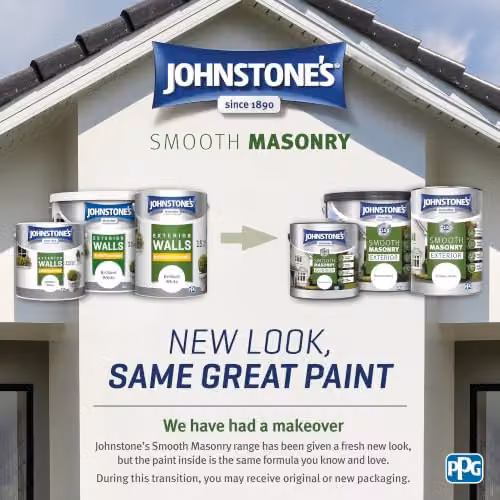 Johnstone's Exterior Smooth Masonry Paint, White, 2.5L – 5