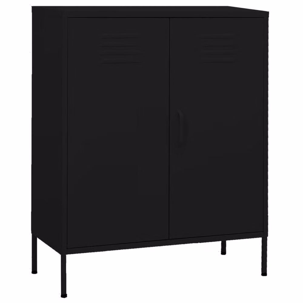 Berkfield Home Industrial Metal Storage Cabinet in Black, W/D/H: 80 x 35 x 101.5 cm – 2