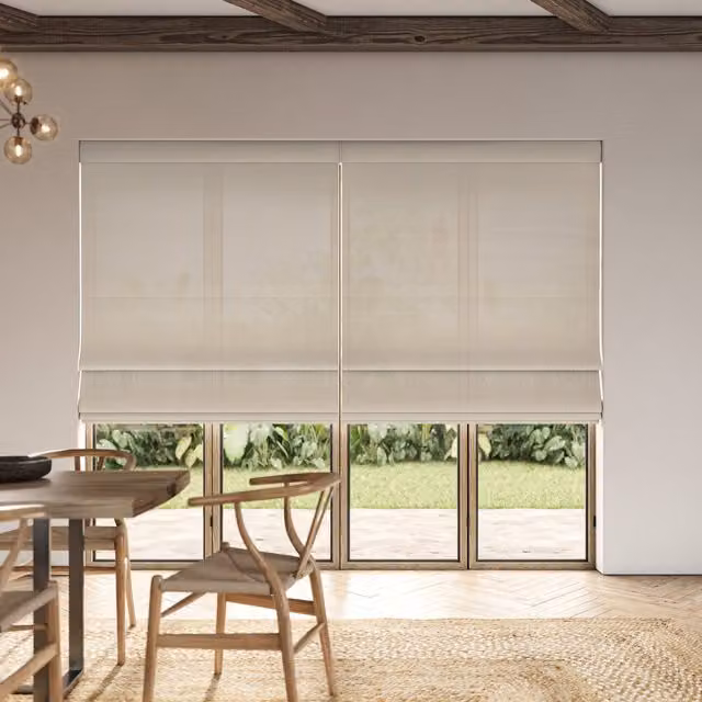 ANTE DECOR Aura No Joins Light Filtering Made To Measure Roman Blind in Oyster Beige