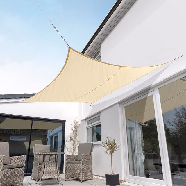 Kookaburra Square Waterproof Sun Shade Sail in Sand with UPF 50 Protection, 3.6m x 3.6m