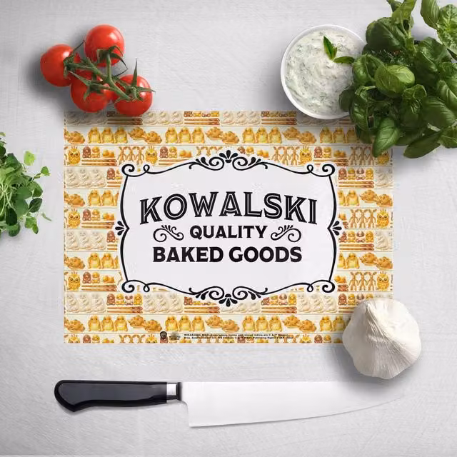 Zavvi Harry Potter Kowalski Quality Baked Goods Multicolour Glass Rectangular Chopping Board W: 30.0 cm, D: 30.0 cm, H: 1.0 cm