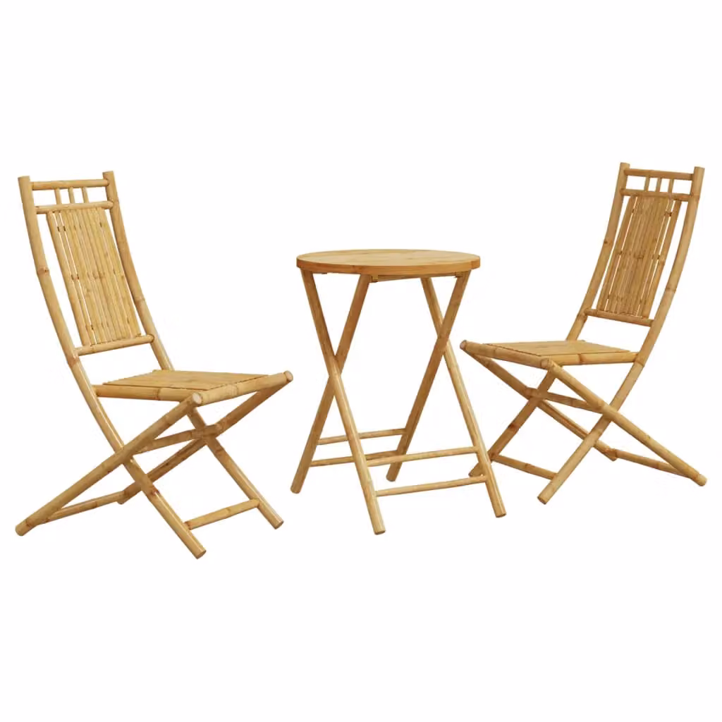 Berkfield Home 3 Piece Bamboo Bistro Set in Brown – 2