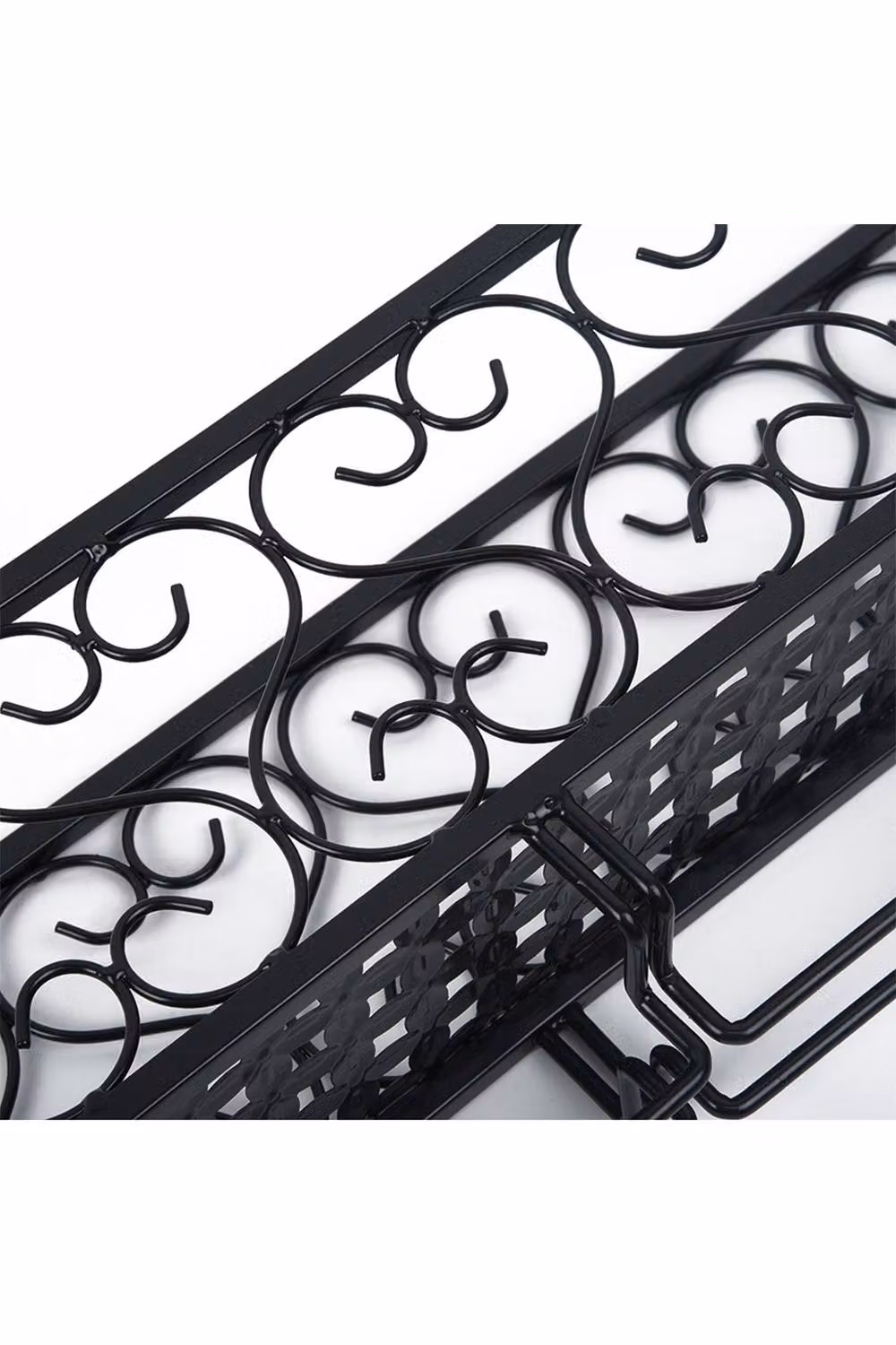 ExtraStar Wall Mounted Metal Wine Glass Rack and Storage Shelf in Black – 3