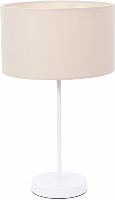 ValueLights Charlie White Table Lamp with Fabric Cylinder Drum Shade