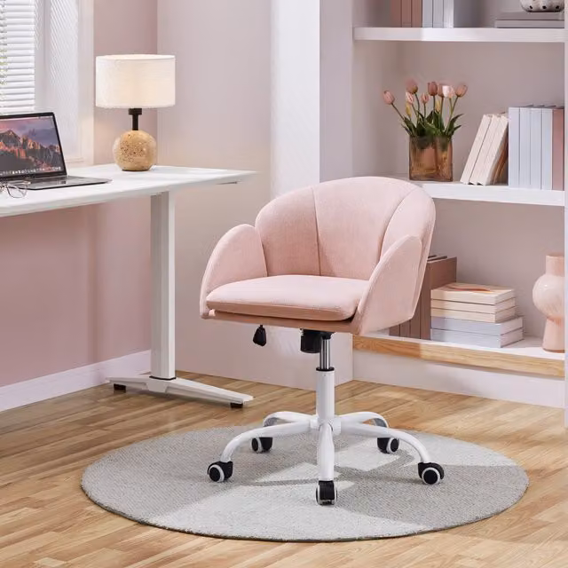 Yaheetech Modern Pink Swivel Task Chair with Armrests and Castors