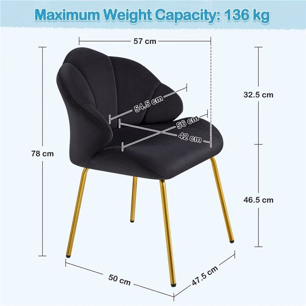 KORVIXA Black Velvet Accent Chair with Armrests, W/D/H: 100 x 100 x 78 cm – 2