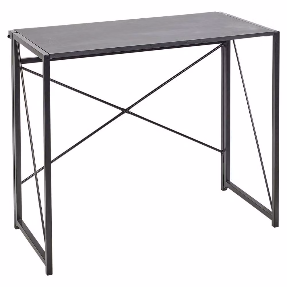 FORGEVIO Black Wooden Folding Computer Desk with Steel Legs – 2