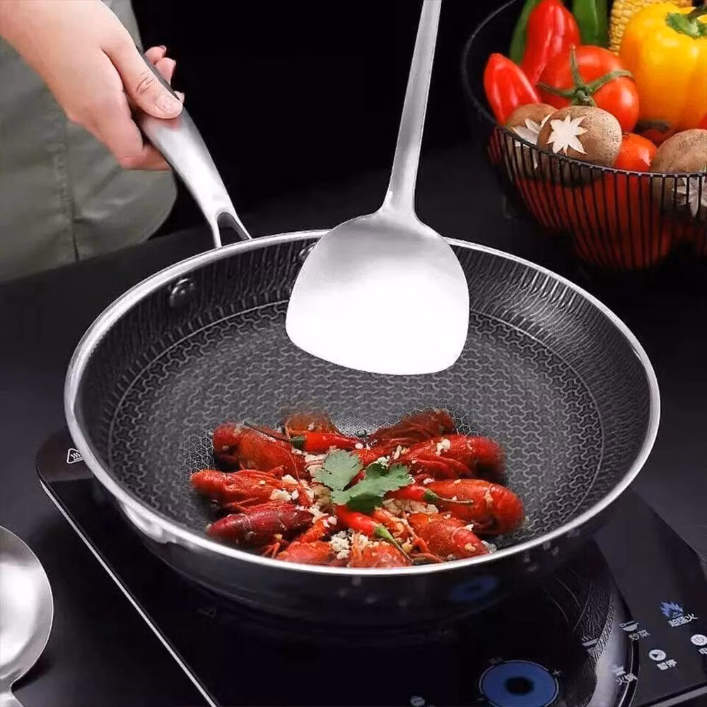 NESTLUNE Stainless Steel Honeycomb Non Stick Frying Pan, Silver, Diameter: 28 cm – 4