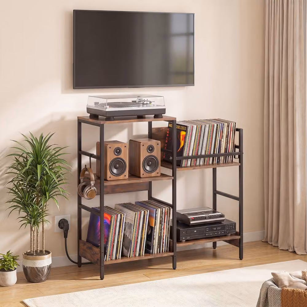 Gymax 3-Tier Large Record Player Table and Turntable Stand in Brown – 7