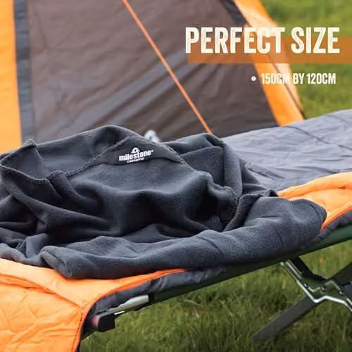 Milestone Camping Thermal Polar Fleece Blanket in Charcoal Grey, W: 150 cm x D: 120 cm – 4