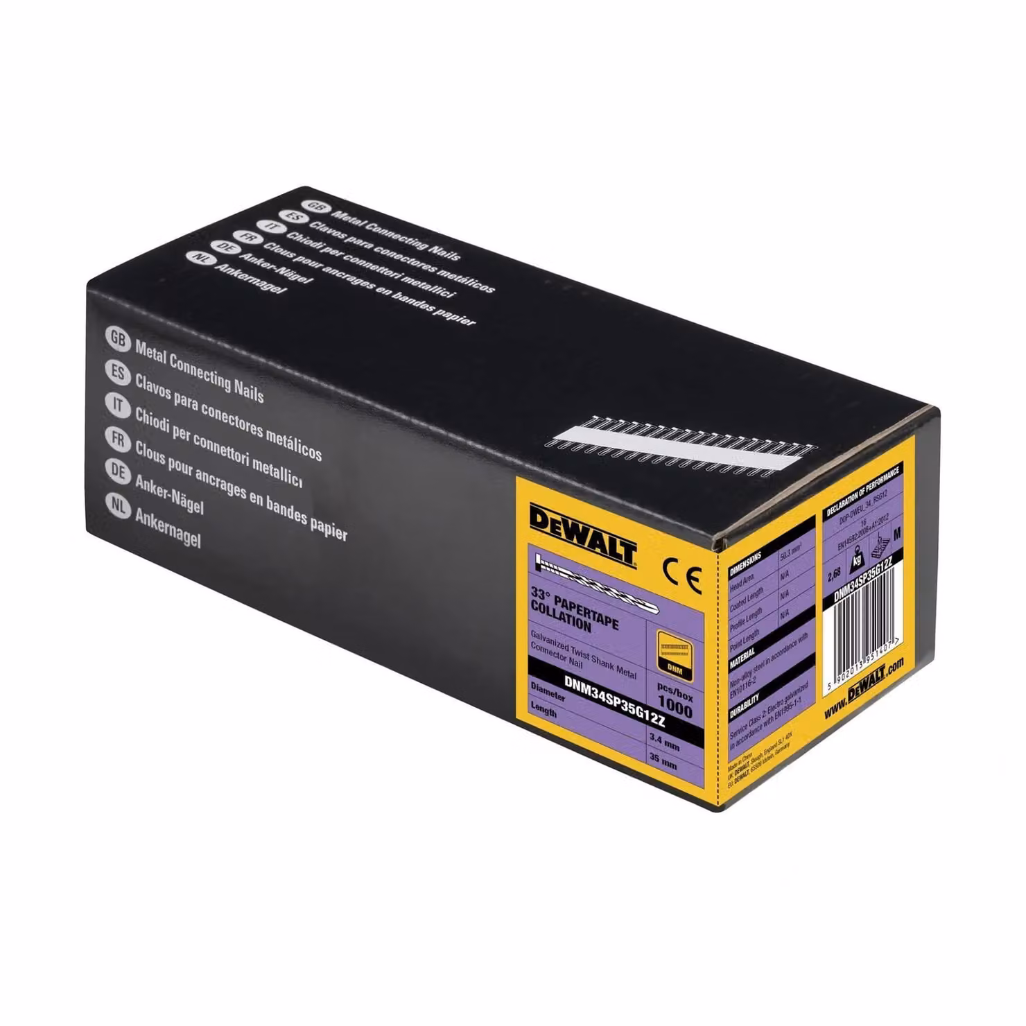 DeWalt Galvanised Steel Twist Connector Nails, Silver, 3.4 x 35 mm (Pack of 1000) – 2